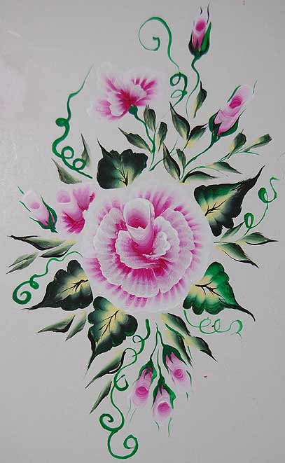 китайская роспись ногтей роза